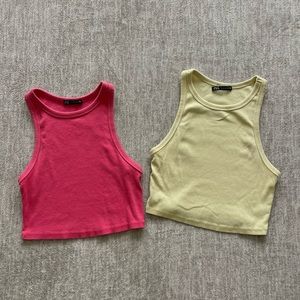 Zara women’s pink and yellow tank tops